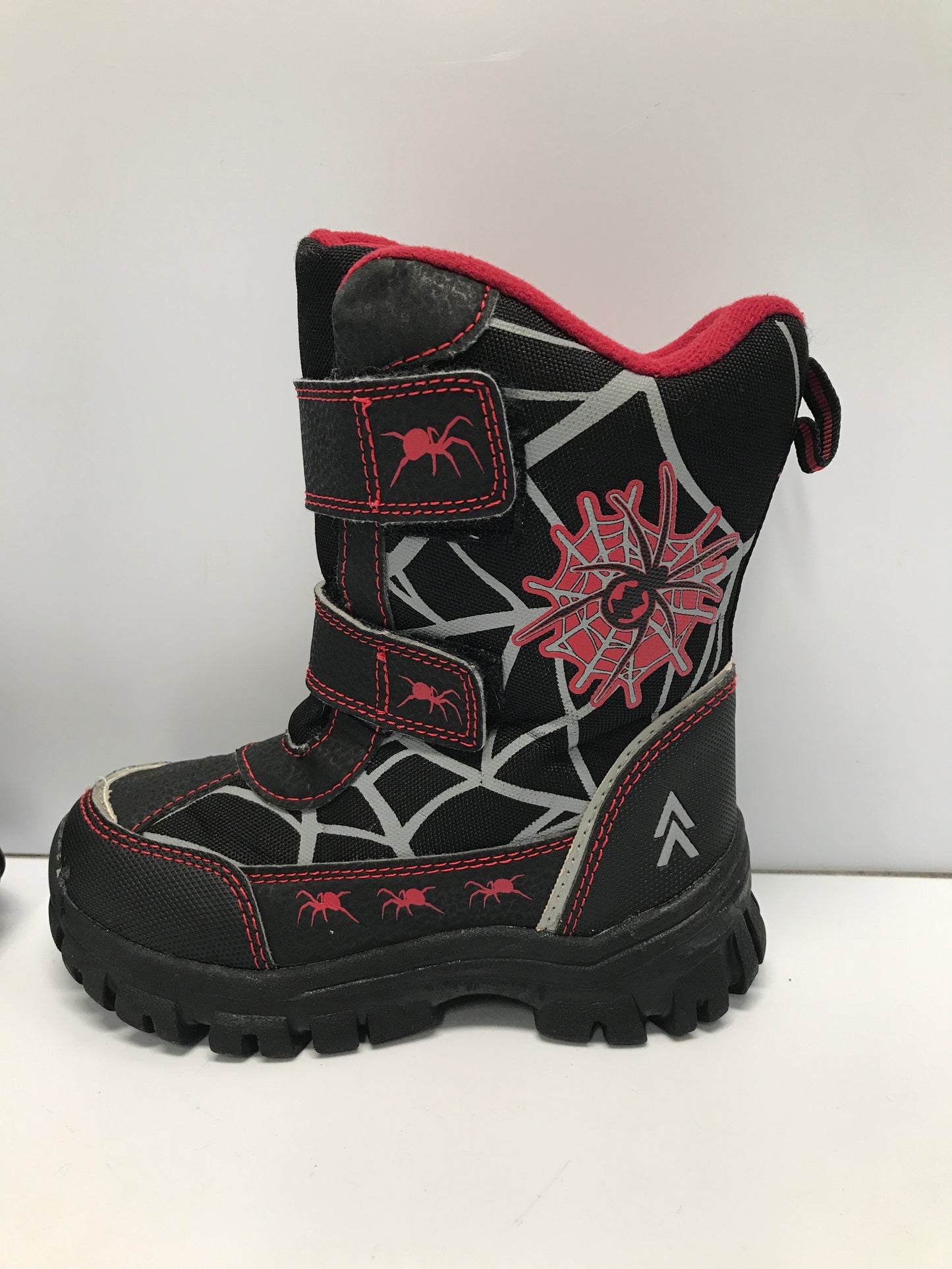 Winter Snow Boots Child Toddler Size 10 Spider Black Red  Rubber Soles Like New