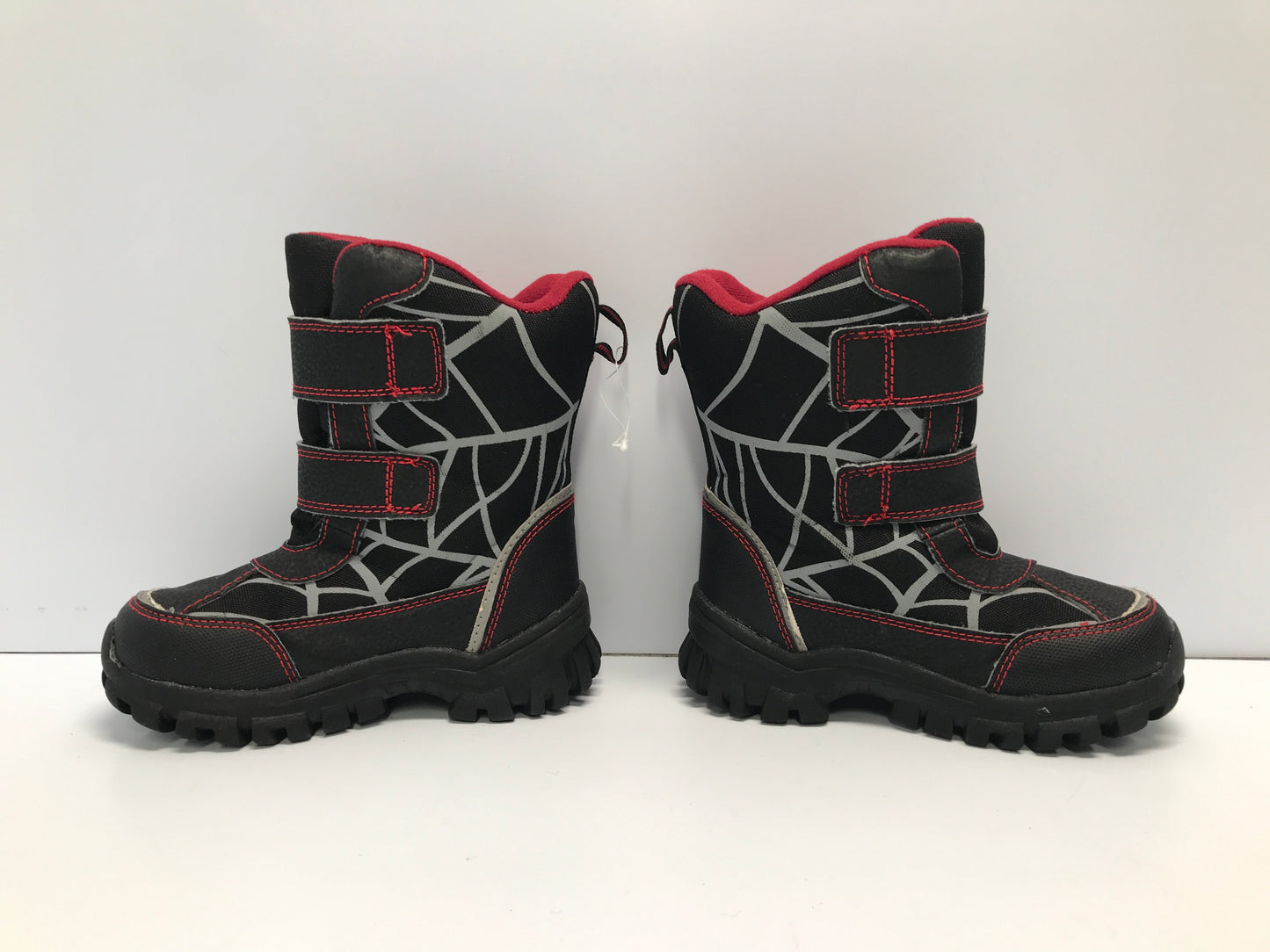Winter Snow Boots Child Toddler Size 10 Spider Black Red  Rubber Soles Like New
