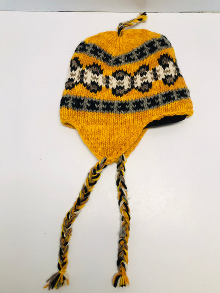 Winter Toque Hat Child Size 7-12 Kyber 100% Wool Lemon and Grey New