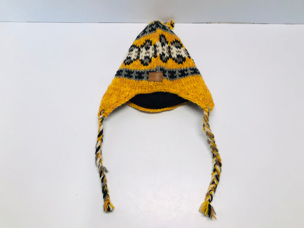 Winter Toque Hat Child Size 7-12 Kyber 100% Wool Lemon and Grey New