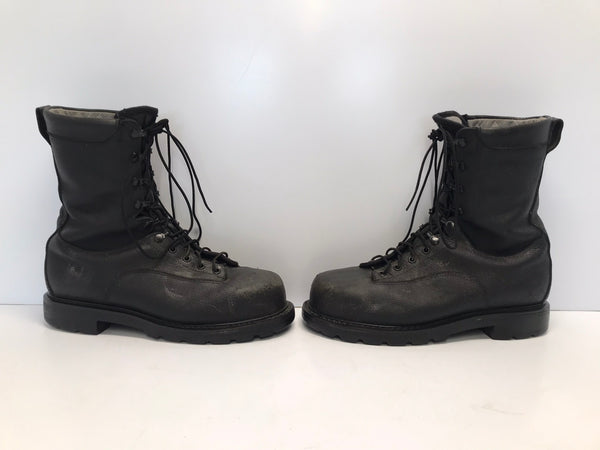 Work Boots Men's Size 10 Terra Leather SA Green Patch Approved Leather Water Proof Black Excellent