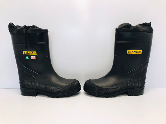 Work Boots Stanley Men's Size 9 CSA Waterproof Steel Toe Lined Rubber Work Boots, Rated to -40°C Black Like New