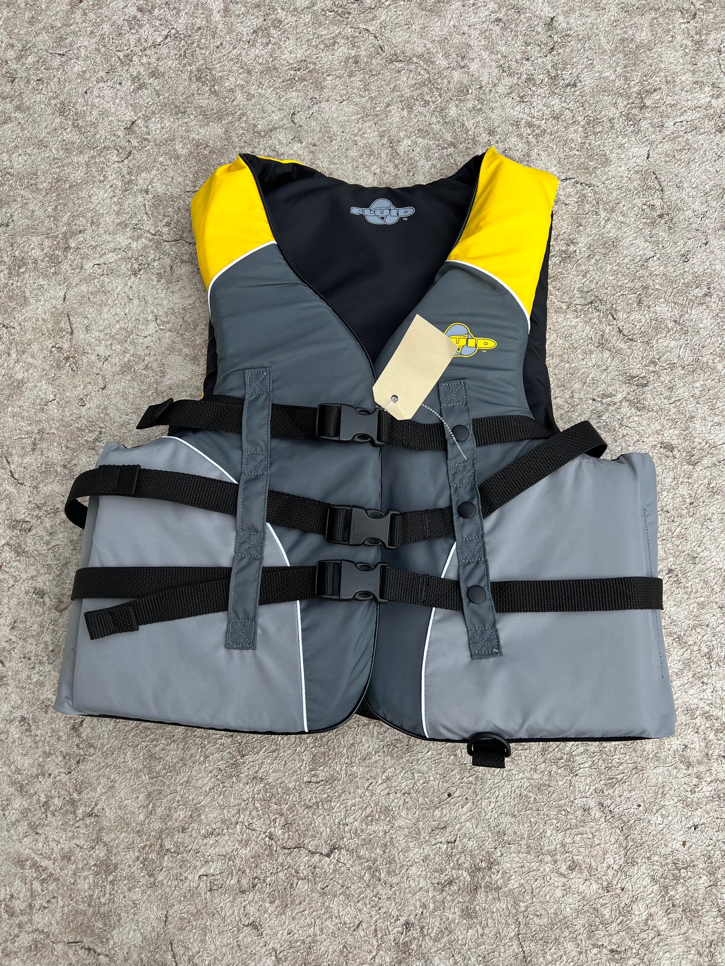 Life Jacket Adult Small  Fluid Black Yellow New Demo Model