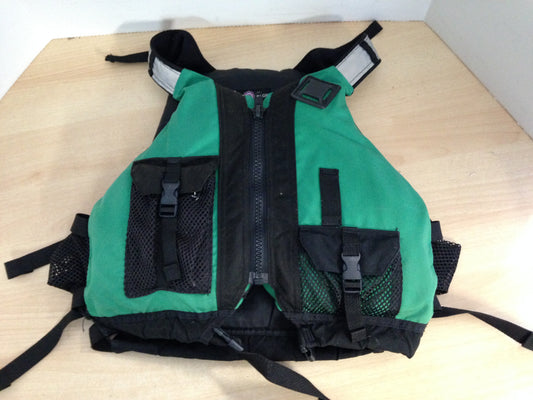 Life Jacket Adult Size Large 90-180 lb Adjustable Lotus Kayak Green Black