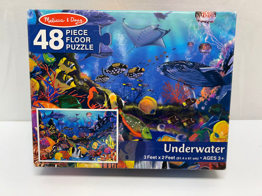Child Jigsaw Puzzle 48 pc Melissa and Doug Jumbo Floor Puzzle Underwater Sea Life Adventures Complete