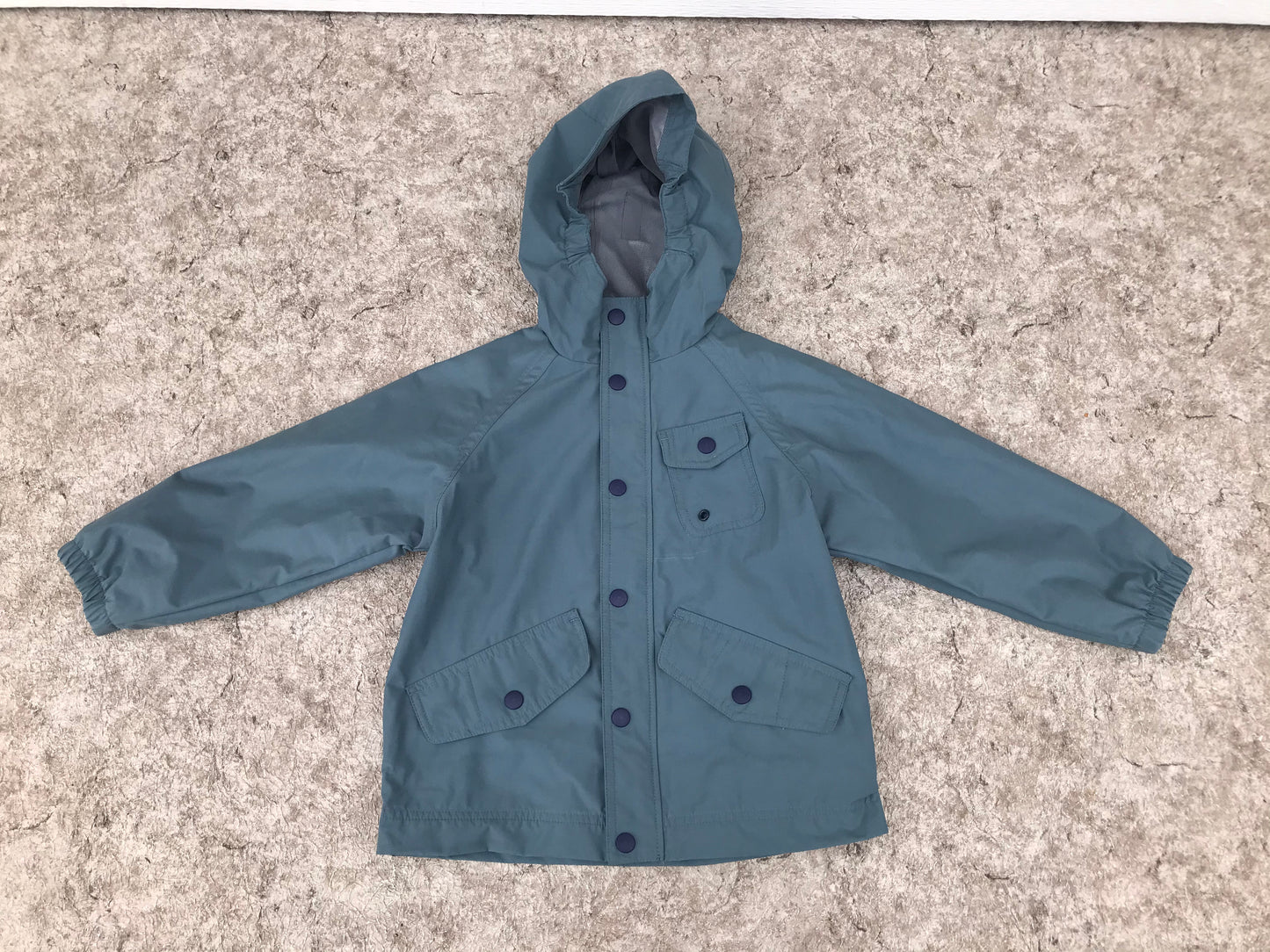 Rain Coat Child Size 4 Lands End Waterproof Gun Grey