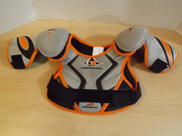 Hockey Shoulder Chest Pad Child Size Y Small Powertek Grey Orange Black Age 3-4