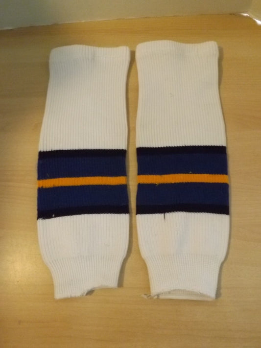 Hockey Socks Child Size 18" Ages 4-7 White Blue Yellow