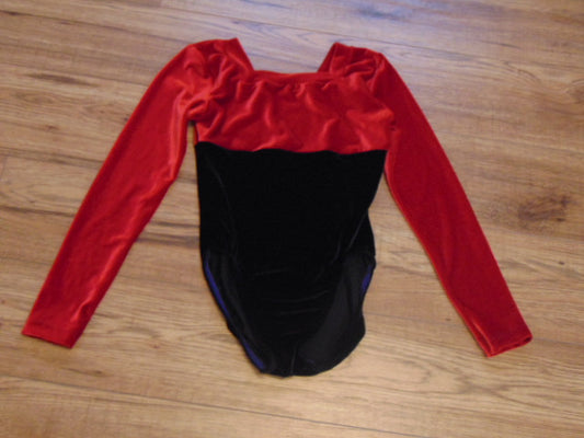 Figure Skating Dress Child Size 14 Red Black Velour