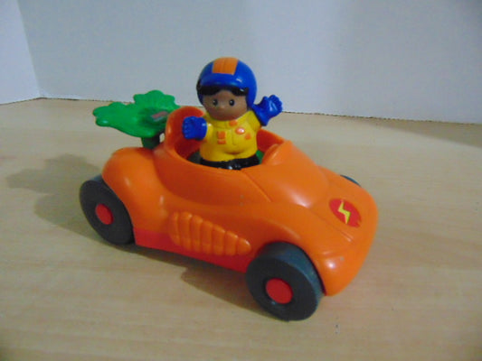 Fisher Price Little People Vehicles #7 Real Sounds Orange Race Car and Driver