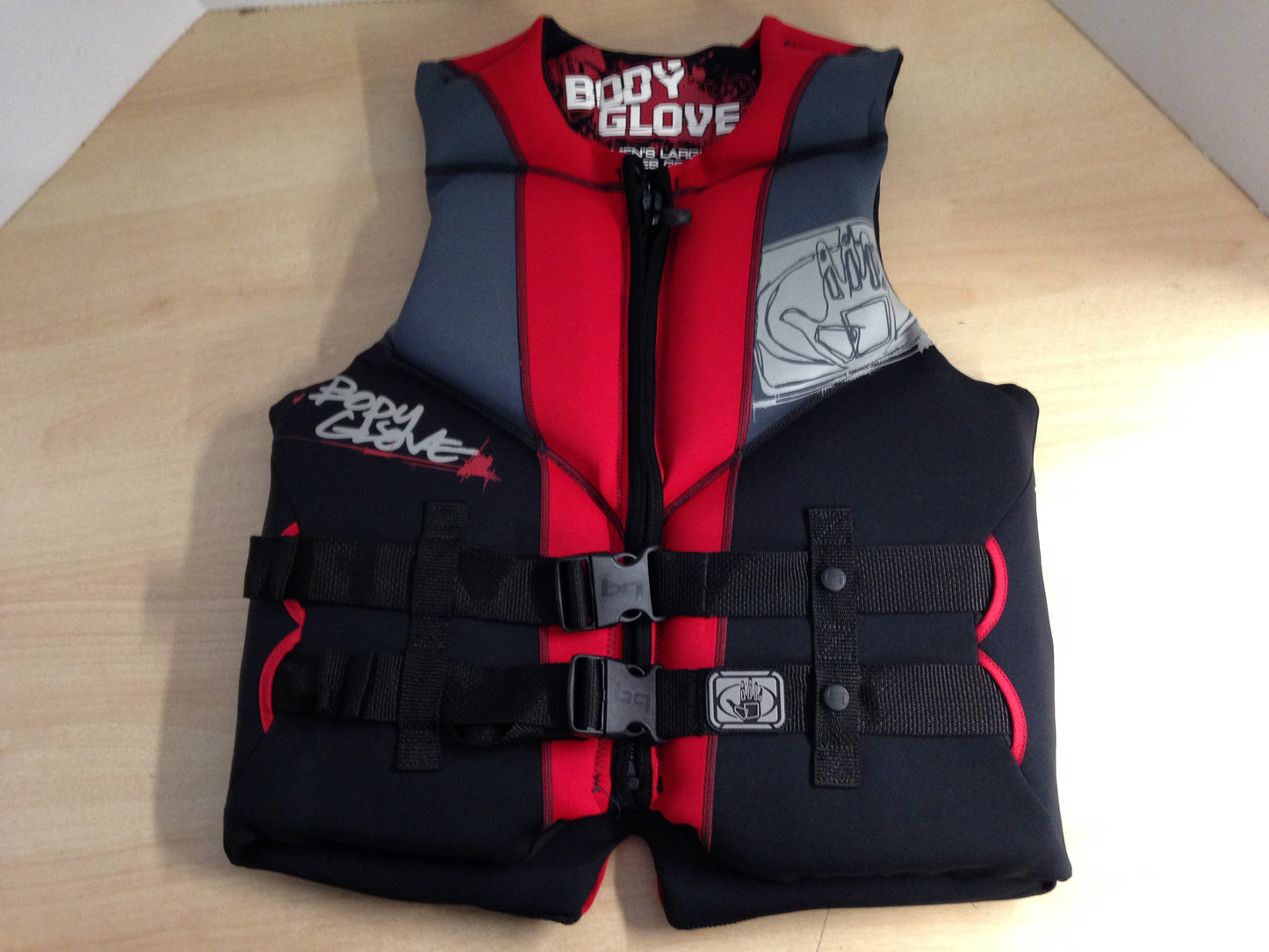 Life Jacket Men's Size Large Body Glove Ski Surf Neoprene Black Red New Demo Model
