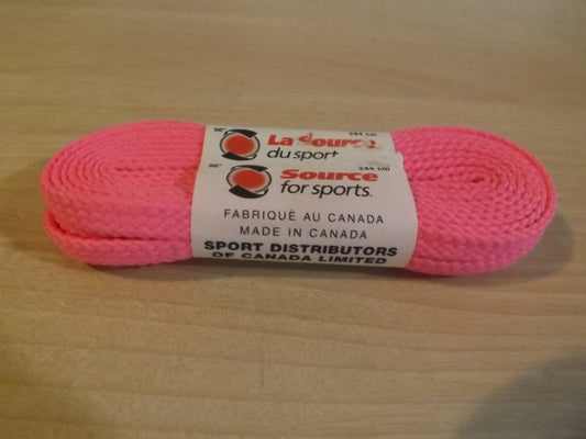 Hockey Laces New Source for Sports 96" 244cm Hot Pink Unwaxed