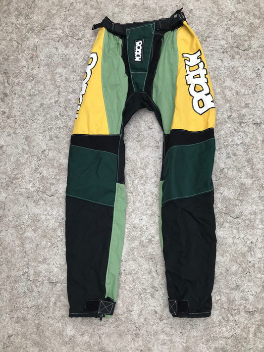 Motocross BMX Dirt Bike Pants Men's Size 30 inch Small Roach Black Green Gold Excellent