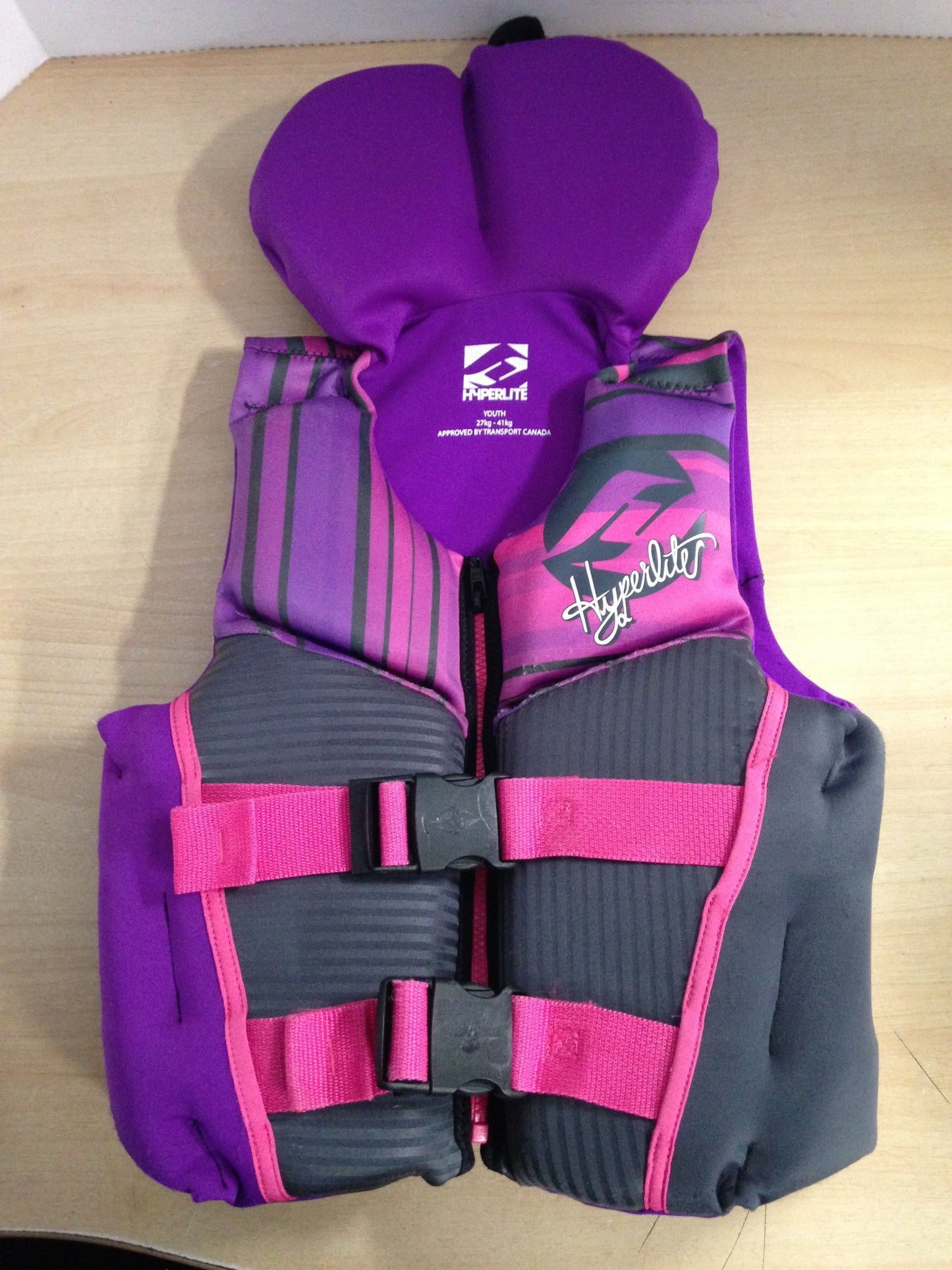 Life Jacket Child Size 60-90 lb Youth HyperLite Pink Purple Neoprene