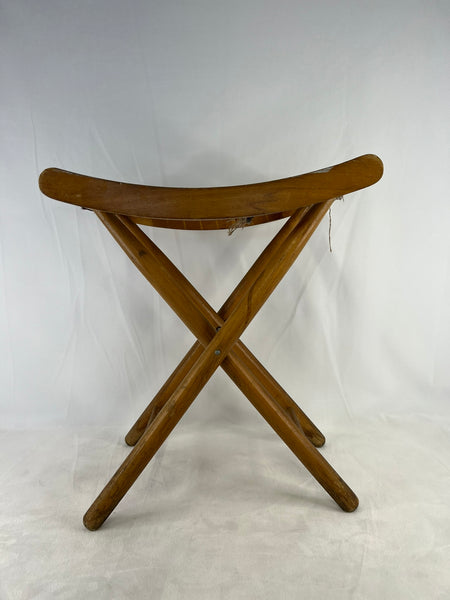 1950's Vintage Old Danish Wood Stool Made With Old Rope Very RARE 15x14x10