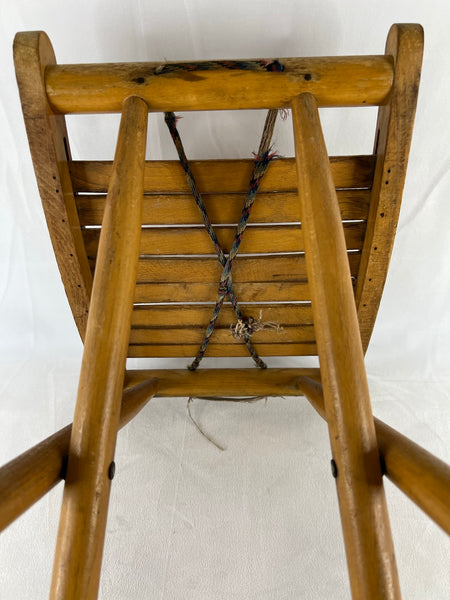 1950's Vintage Old Danish Wood Stool Made With Old Rope Very RARE 15x14x10