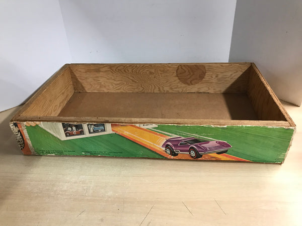 1969 Mattel Hot wheels Super Charger Sizzlers Race Set With Original Wood Box All Original Parts RARE