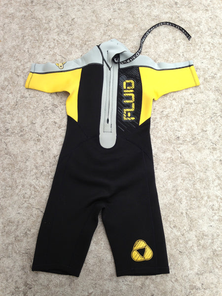 Wetsuit Child Size 10 Fluid  2-3 mm Neoprene Yellow Grey Back New Demo Model