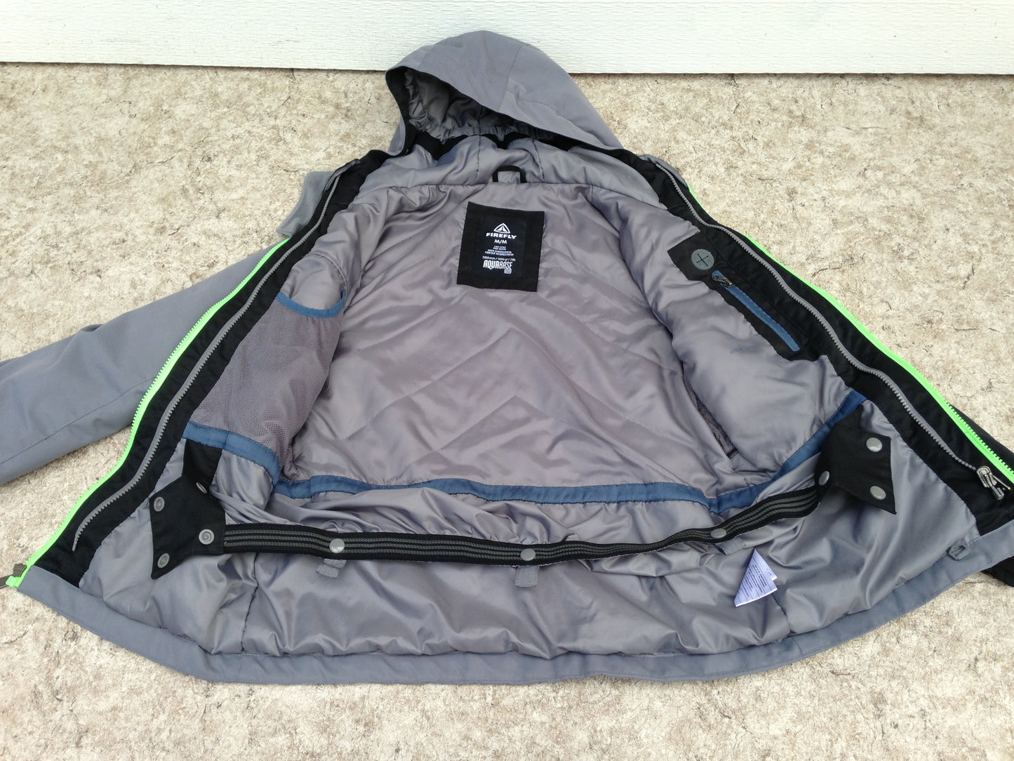 Winter Coat Child Size 12 Firefly Black Grey Lime With Waist Belt Snow Belt