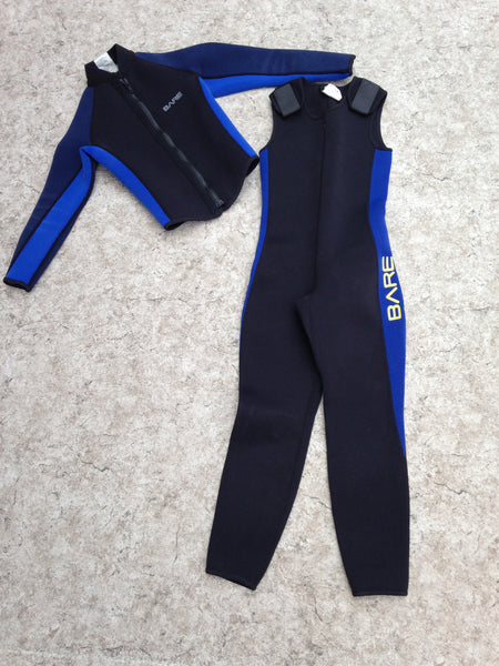 Wetsuit Child Size 8 Full John and Jacket 2-3 mm Neoprene Black Blue Minor Fading Jacket