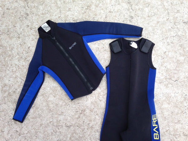Wetsuit Child Size 8 Full John and Jacket 2-3 mm Neoprene Black Blue Minor Fading Jacket