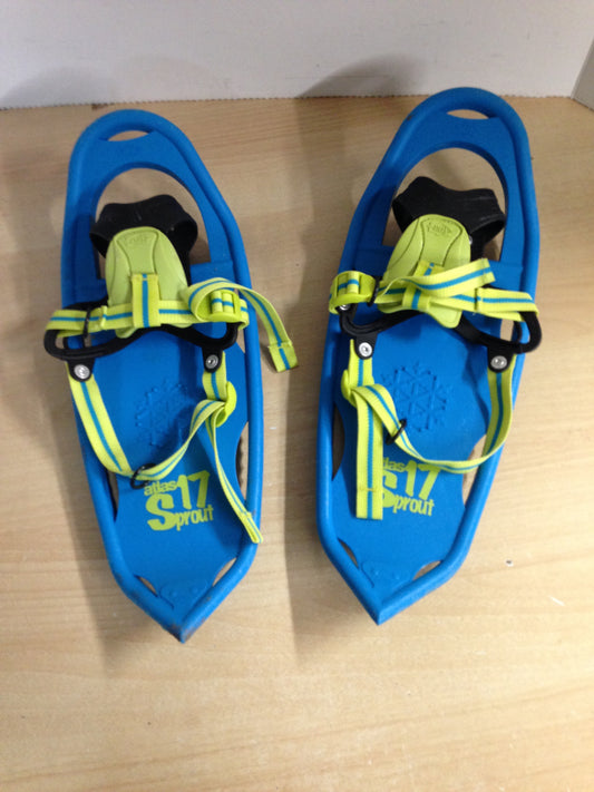 Snowshoes Child Youth Size 17" 30-80 Lb Lil Sprout Blue Lime Excellent