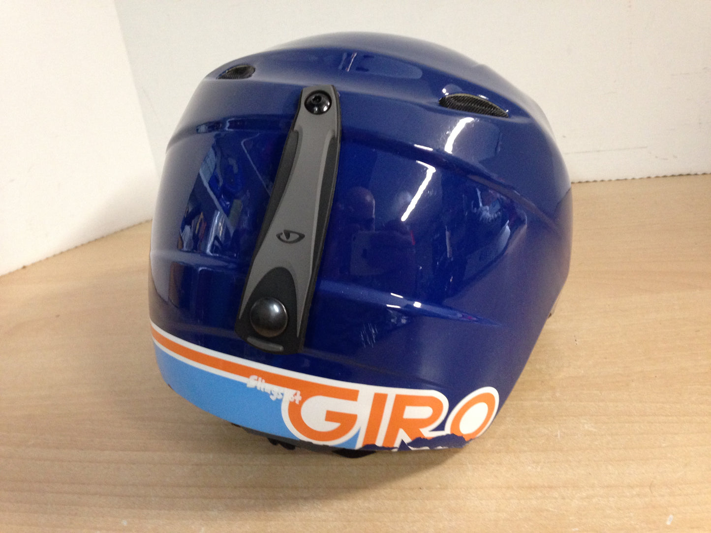 Ski Helmet Child Size Junior Small 6-8 Blue Orange With Goggle Straps Excellent