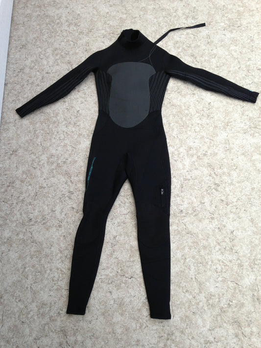 Wetsuit Ladies Size 4 MEC 1 Pc Full 4-3 mm Black Teal Surf