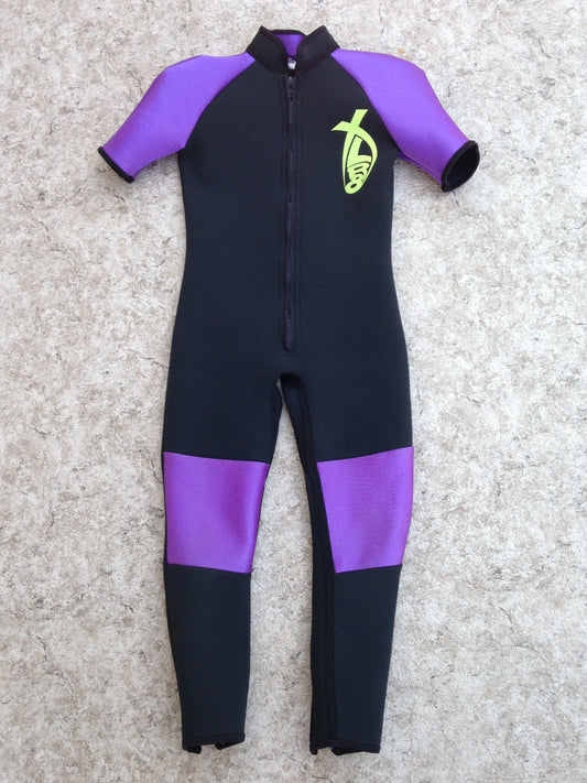 Wetsuit Child Size 8 Full 4-3 mm Neoprene Black Purple Front Zip Surf Ski