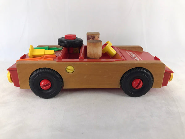 1972 Playskool Vintage Take A Part Car Wood and Plastic RARE
