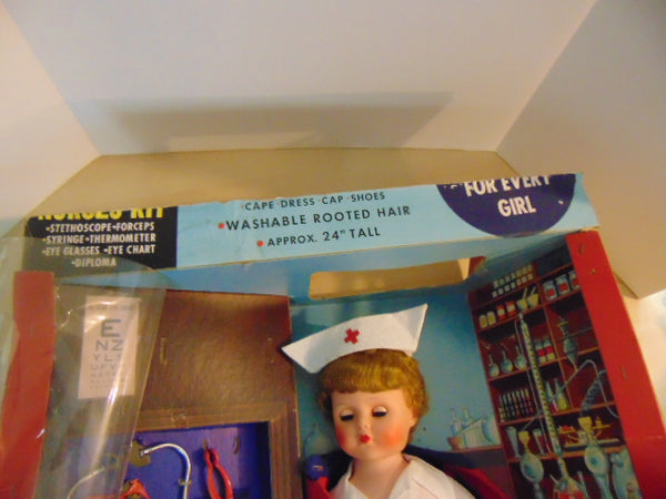 Vintage Antique 1957 Nancy The Nurse Doll 23 Inches In Box New With Wear On Box