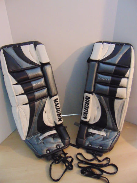 Hockey Goalie Shin Pads Child Size 28 Inch Vaughn Black White