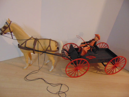 1960's Vintage Marx Jonny West Buckboard Wagon Thunderbolt Horse +RARE Edition Jamie In Black