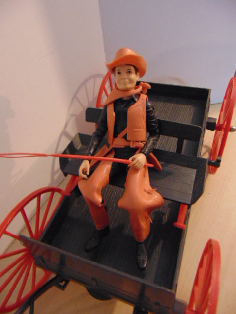 1960's Vintage Marx Jonny West Buckboard Wagon Thunderbolt Horse +RARE Edition Jamie In Black