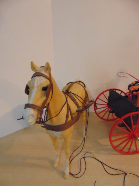 1960's Vintage Marx Jonny West Buckboard Wagon Thunderbolt Horse +RARE Edition Jamie In Black