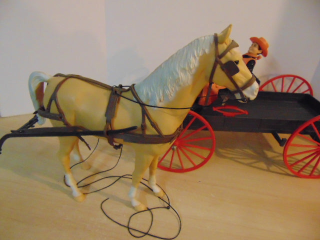 1960's Vintage Marx Jonny West Buckboard Wagon Thunderbolt Horse +RARE Edition Jamie In Black