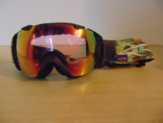 Ski Goggles Adult Size Smith Black Multi Big Mirrored Lense