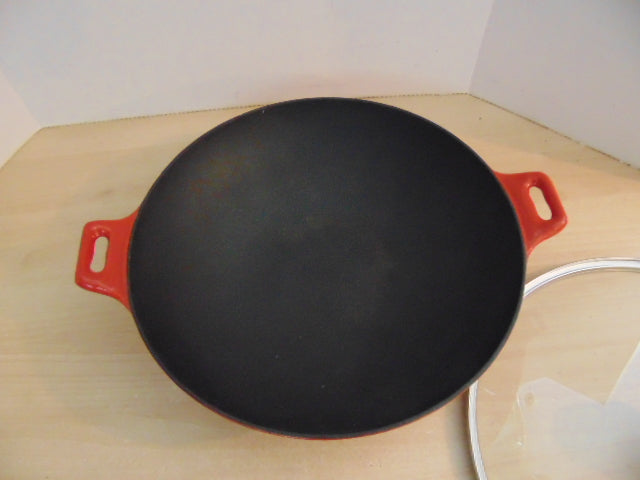 Cast Iron Large Wok With Lid Brick Red 15 inch With Lid Used Once Excellent