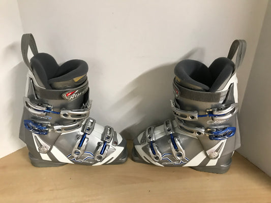 Ski Boots Mondo Size 24.5 Ladies Size 7  283 mm Nordica Olypia Grey Blue With Glitter Excellent