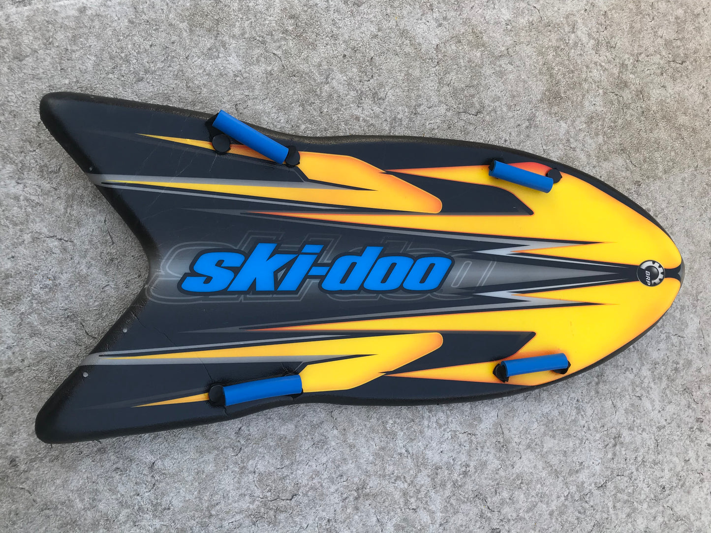 Snow Sled Ski Doo Foam Racing Sled Child Size 4-12 Excellent As New Grey Blue Yellow