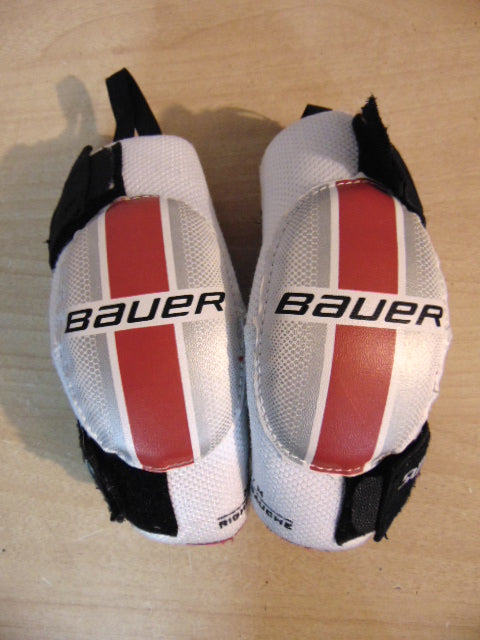 Hockey Elbow Pads Child Size Y Medium Bauer White Red Soft Cup