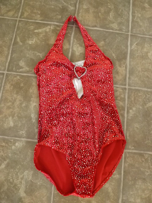 Ballet Dance Child Size 14 Red Velour Sparkle/Glitter Chest 24" Length 20" New Demo