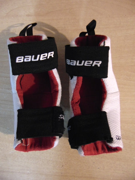Hockey Elbow Pads Child Size Y Medium Bauer White Red Soft Cup