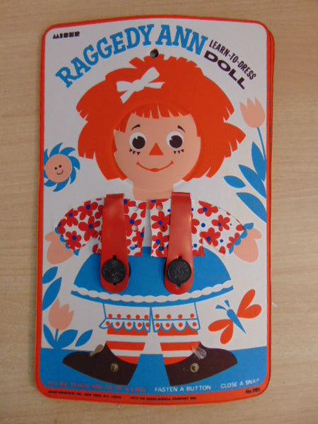 Raggedy Ann Andy 2 LEARN-TO-DRESS dolls 1972 Vintage Bobbs Merrill  RARE No Laces or Buckles