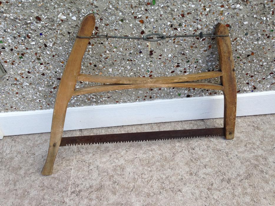 Antique Cottage Wood Bow Saw Cross Cut Very Nice