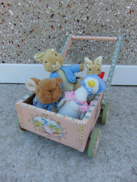 Artist Sarit Critters  Beatrix Potter Hand Painted Child Wood Wagon Filled With Plush Beatrix Potter Characters Amazing
