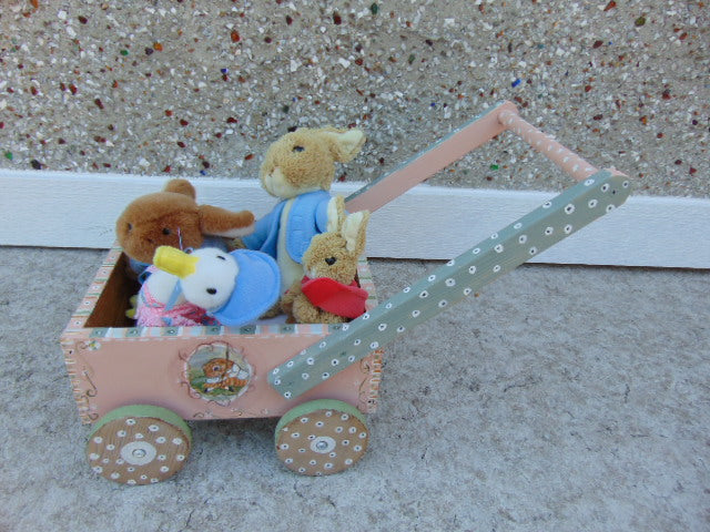 Artist Sarit Critters  Beatrix Potter Hand Painted Child Wood Wagon Filled With Plush Beatrix Potter Characters Amazing