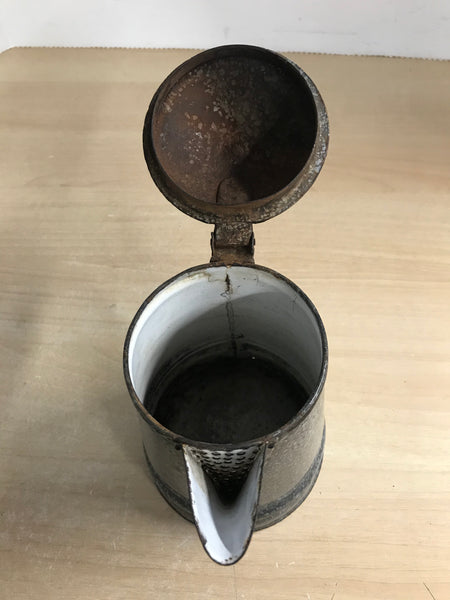 Grandma Attic Antique 9 inch Granitware French Grey Coffee Pot RARE