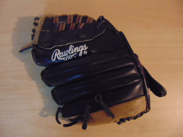 Baseball Glove Child Size 10.5 inch Rawlings Black Brown Leather Fits on Left Hand