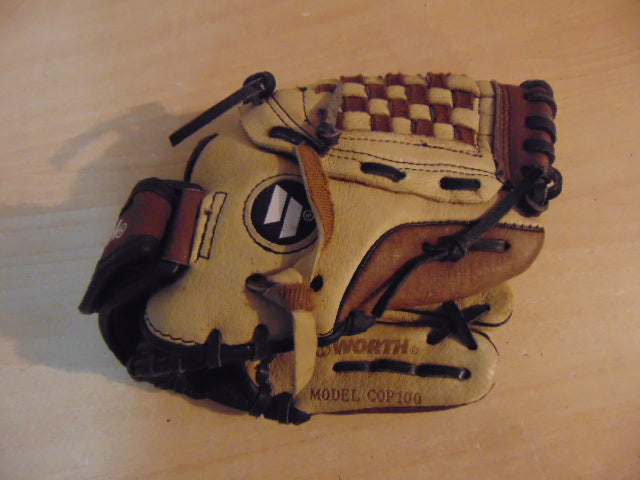 Baseball Glove Child Size 10 inch Worth Copperhead Brown Tan Leather Fits on Left Hand